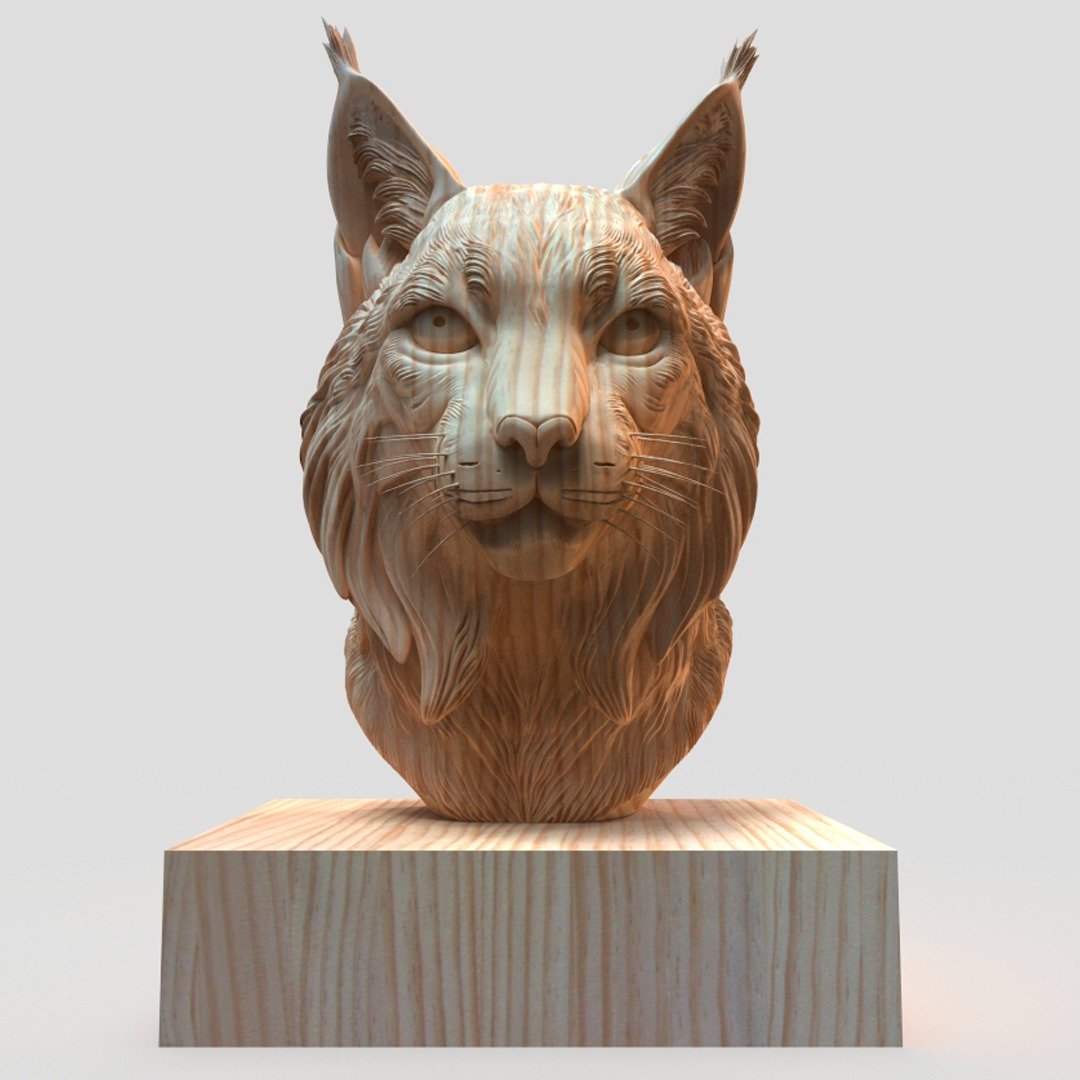 Escultura del lince ibérico realizada en madera tratada para exterior