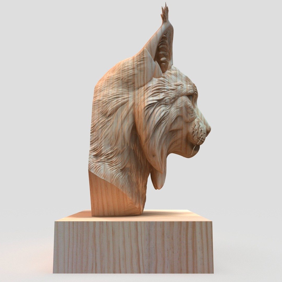 Detalle de la reproducción en madera del lince ibérico